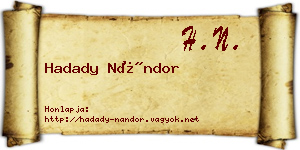 Hadady Nándor névjegykártya